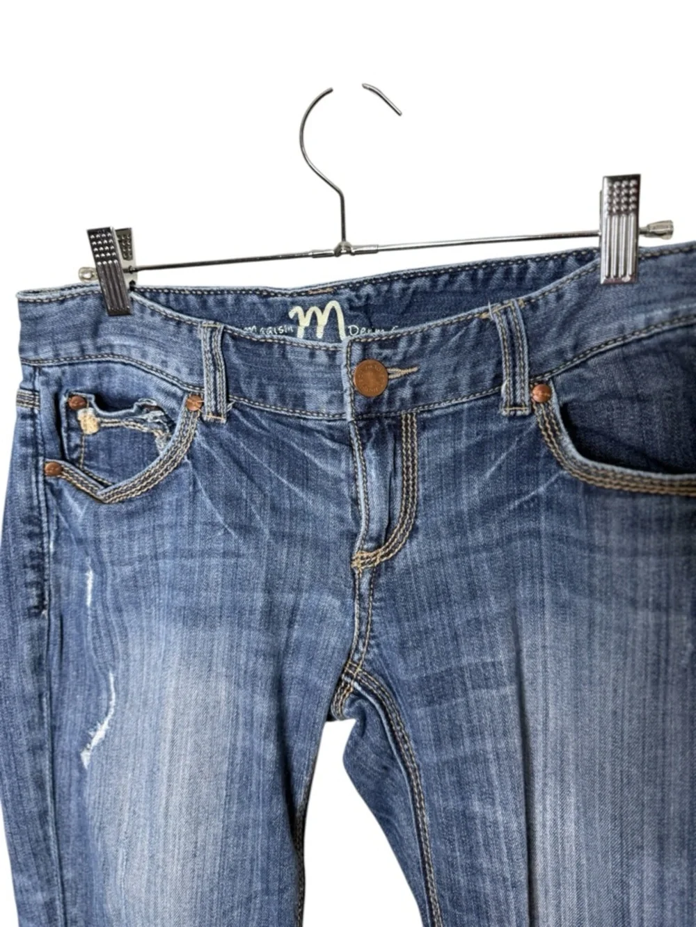 Blue Madison Modern Co. Mid-Rise Distressed Capri Denim Jeans Size 7/8 - Picture 3 of 8